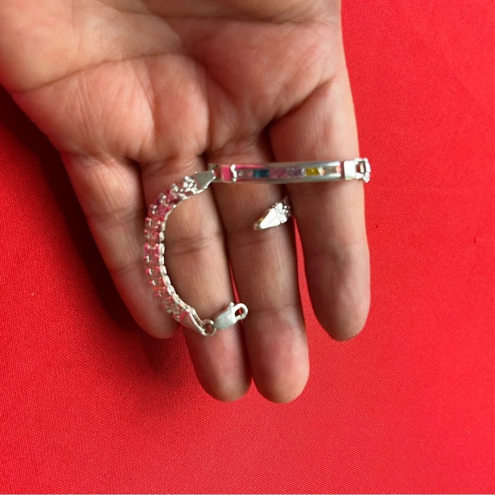 925 fine silver girl bracelet‎ with zircon stones